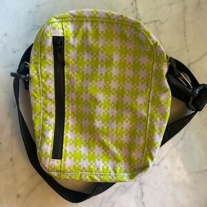 Baggu lilac and green houndstooth crossbody bag
